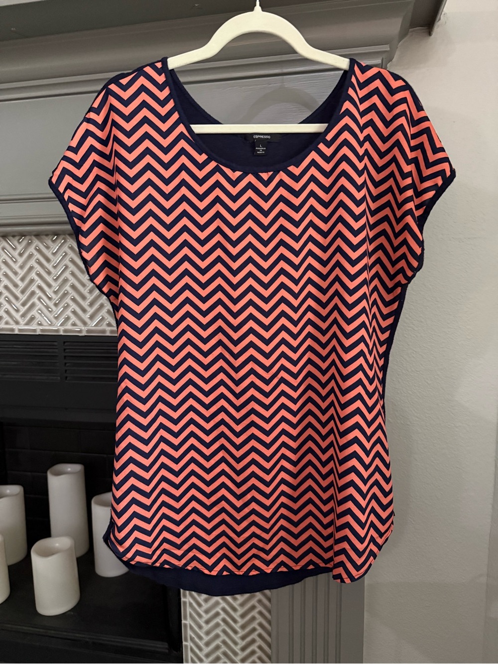 Espresso Coral and Navy Chevron Short Sleeve Tee